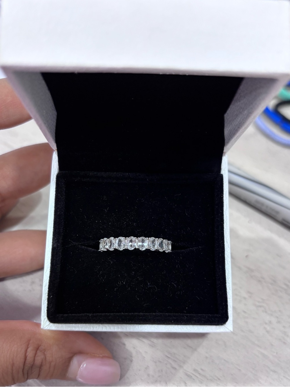 Sterling Silver Cubic Zirconia Eternity Band - White
